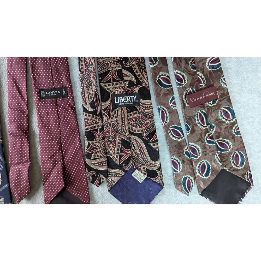 Chloe Mercedes Lanvin Liberty Oscar De La Renta Designer Neck Tie Lot of 5 Silk‎